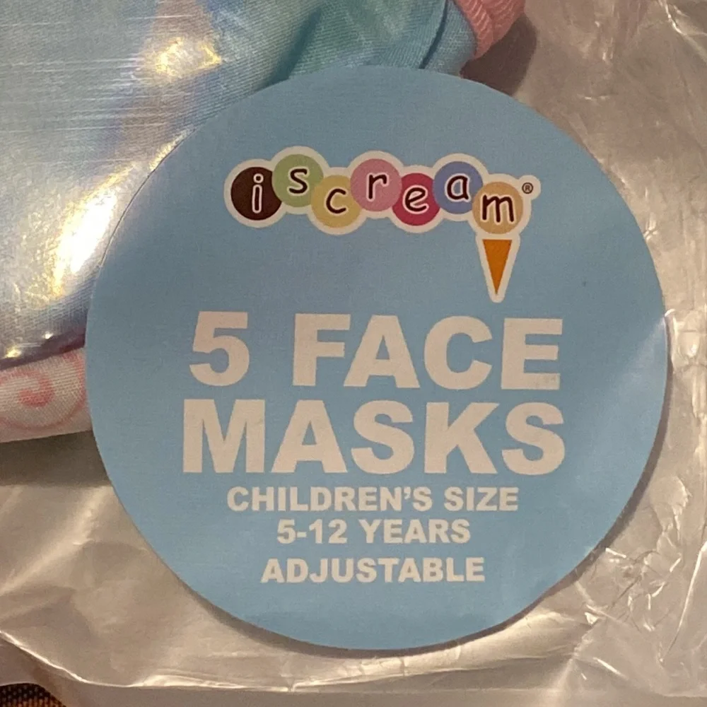 💖💛💙NWT iScream 5 - 3 Layer Face Masks w/Pocket for Filter & Metal Nose Piece